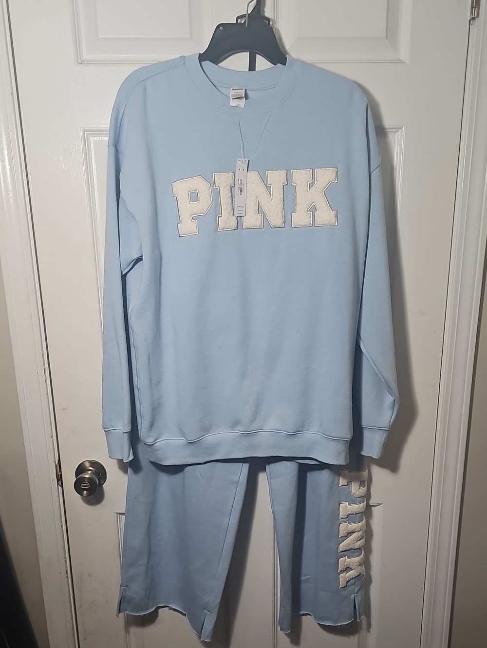 PINK Victoria's Secret Light Blue Sweatshirt & Sweatpants Set